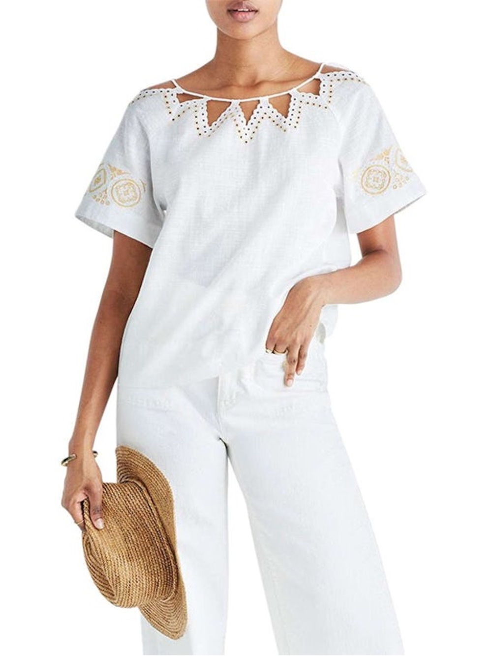 Madewell Eyelet Peekaboo top size small
